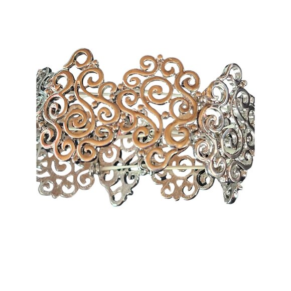 Arabella Bridal Jewelry - Silver Filigree Stretch Bracelet
